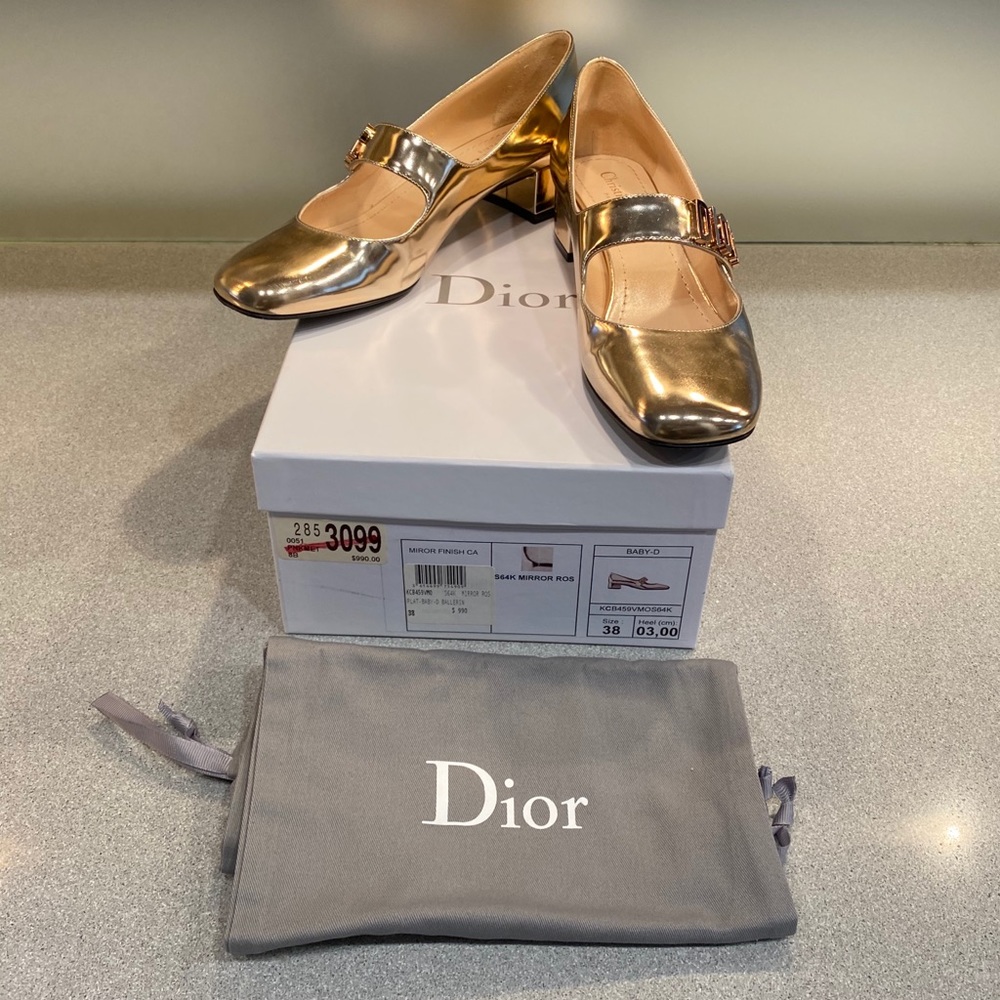 Gold metallic Dior maryjane pumps size 38